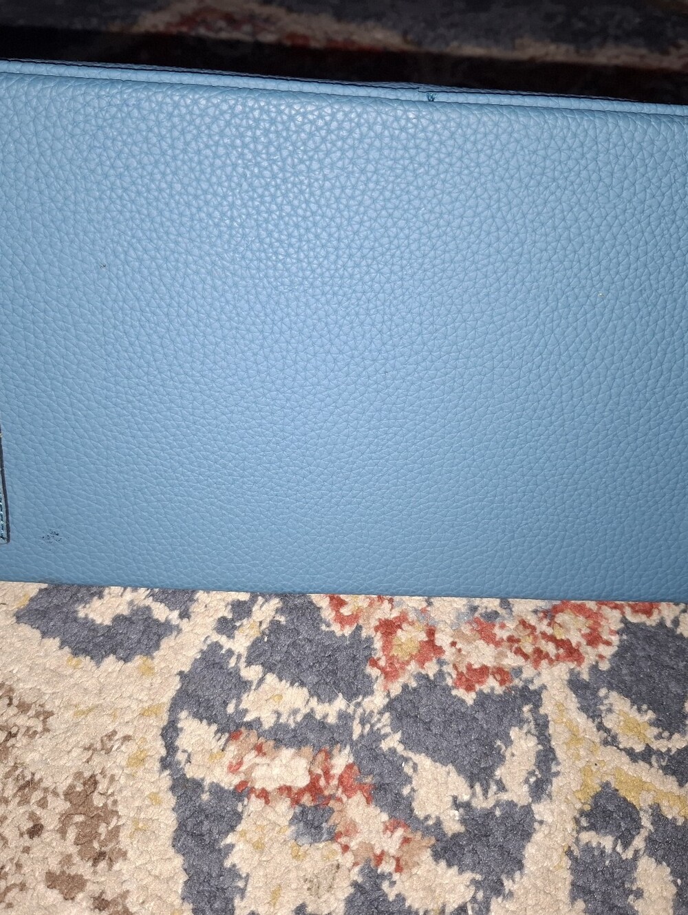 Teal Structured Leather Top-Handle Bag with Gold Hardware - Picture 8 of 9